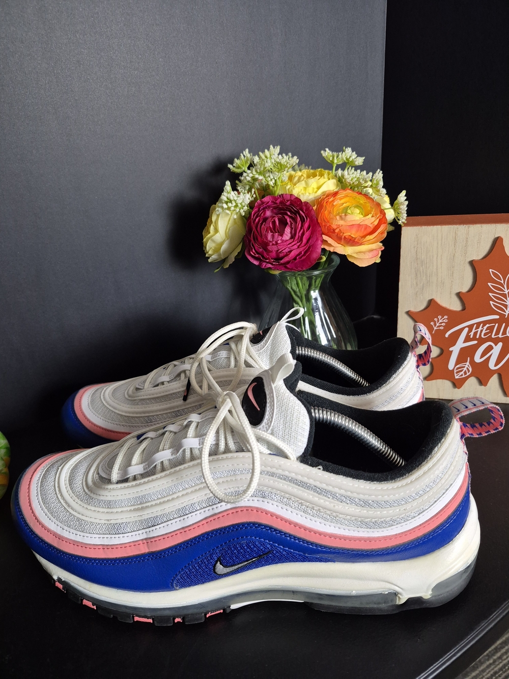 Nike Air Max 97 Women’s Sneakers in White, Pink & Blue. Size 11